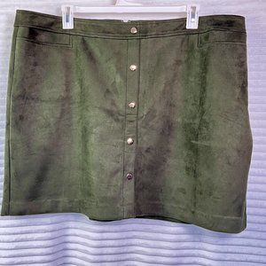 Loft Green Faux Suede Mini Skirt